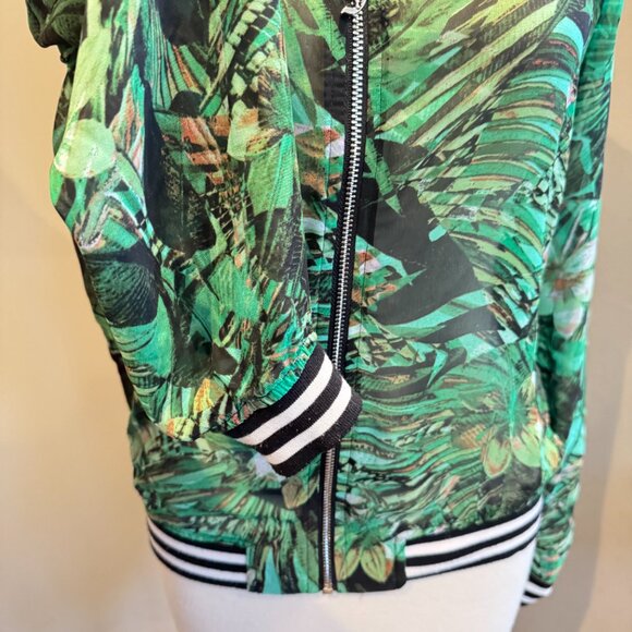 Juicy Couture Sheer Tropical Palm Tree Leaf Bomber Jacket - Picture 7 of 11